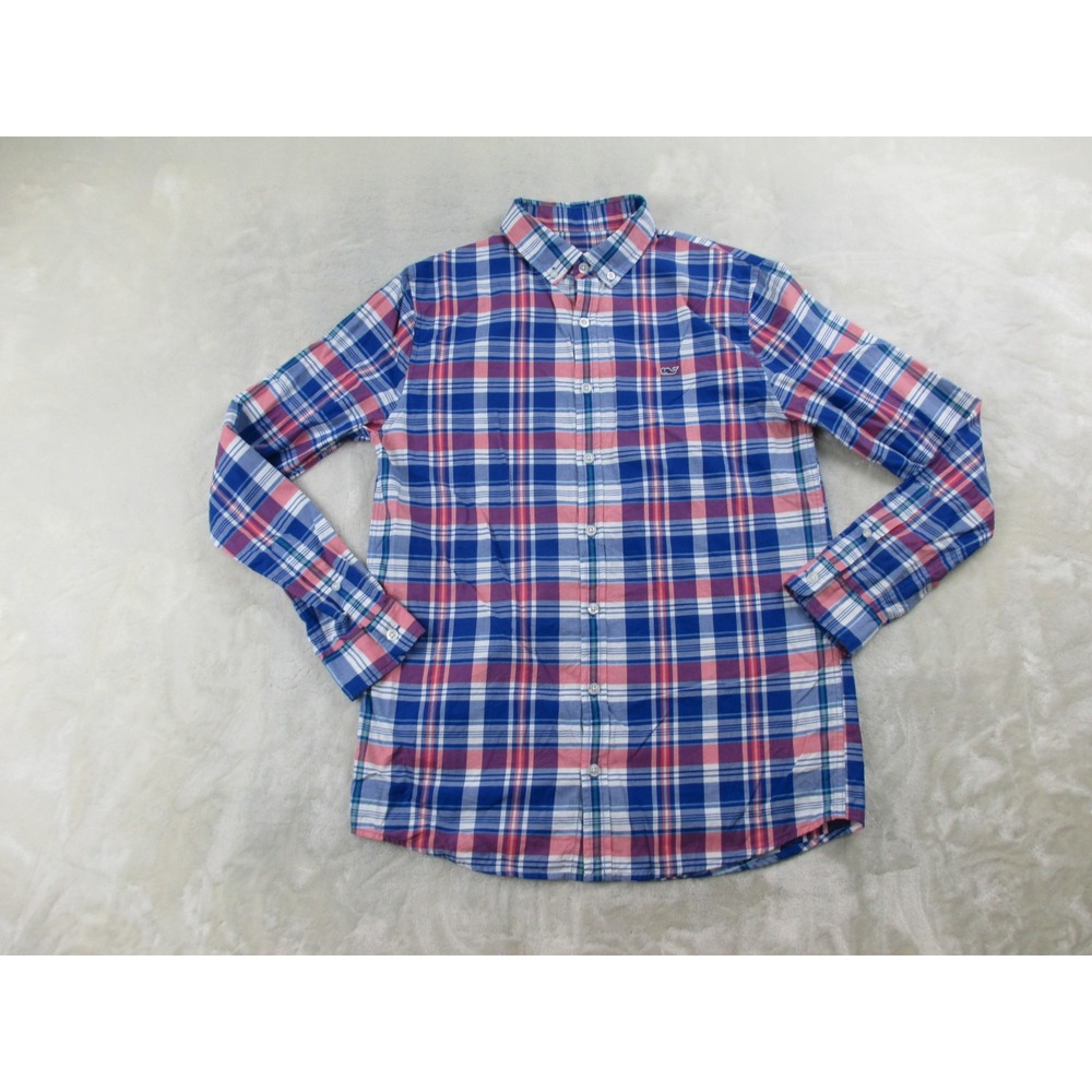 Vineyard Vines Shirt Boys Extra Large Blue Button Up Whale Preppy Kids Youth